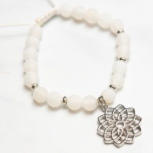 Silver Mandala & White Onyx Bracelet - Meditation